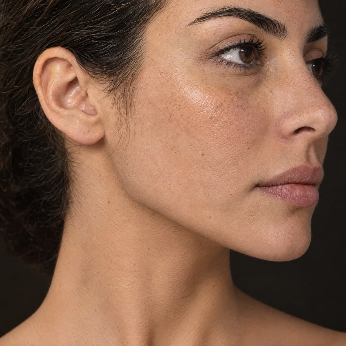 The same jawline, the same light, after a filler.