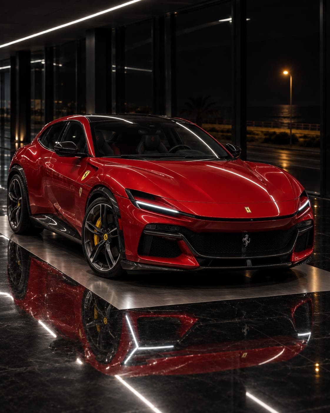 2025 Ferrari Purosangue, three-quarter front on the showroom floor