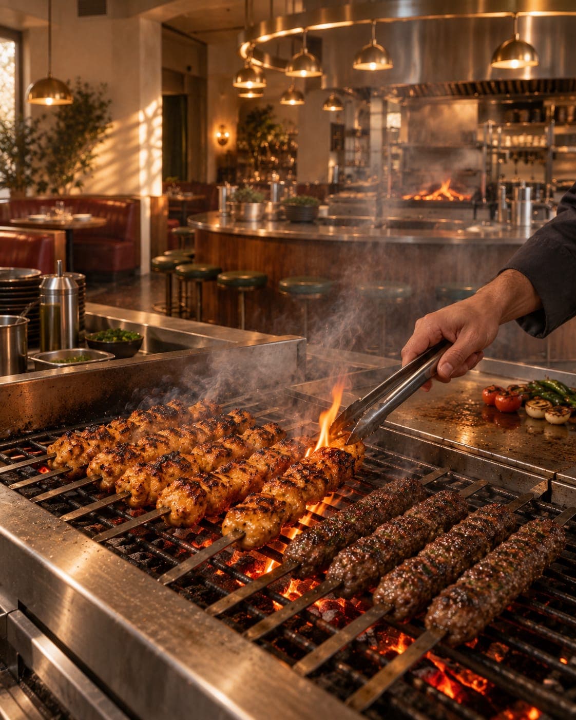 Tawouk and kafta over real charcoal.