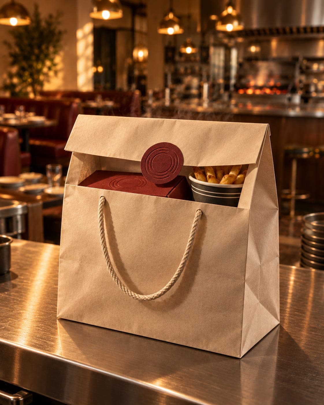 The sealed bag on the counter