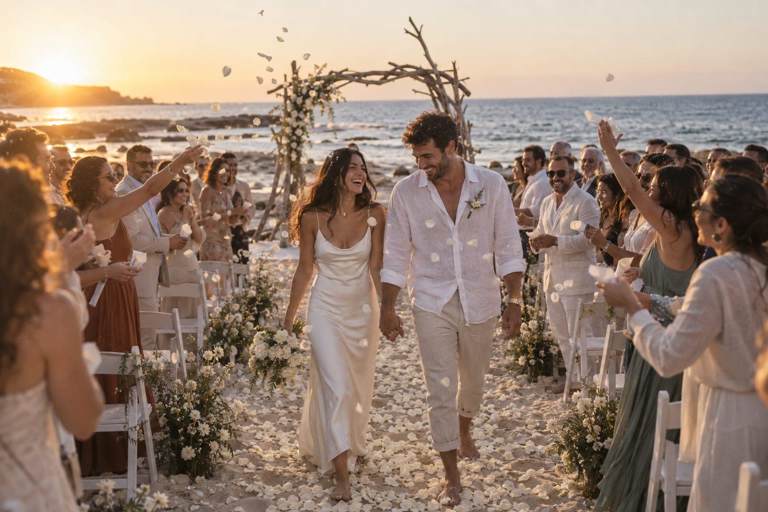 Rana and Ziad dancing barefoot on boards laid over the sand