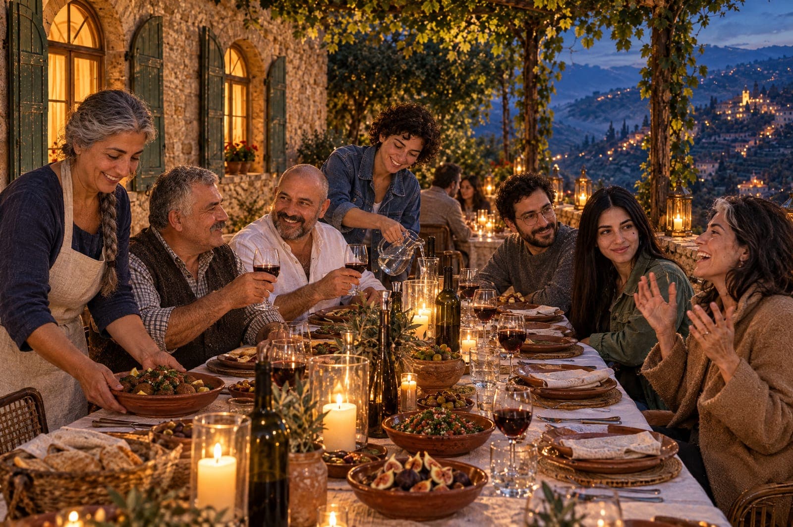 The long table at blue hour